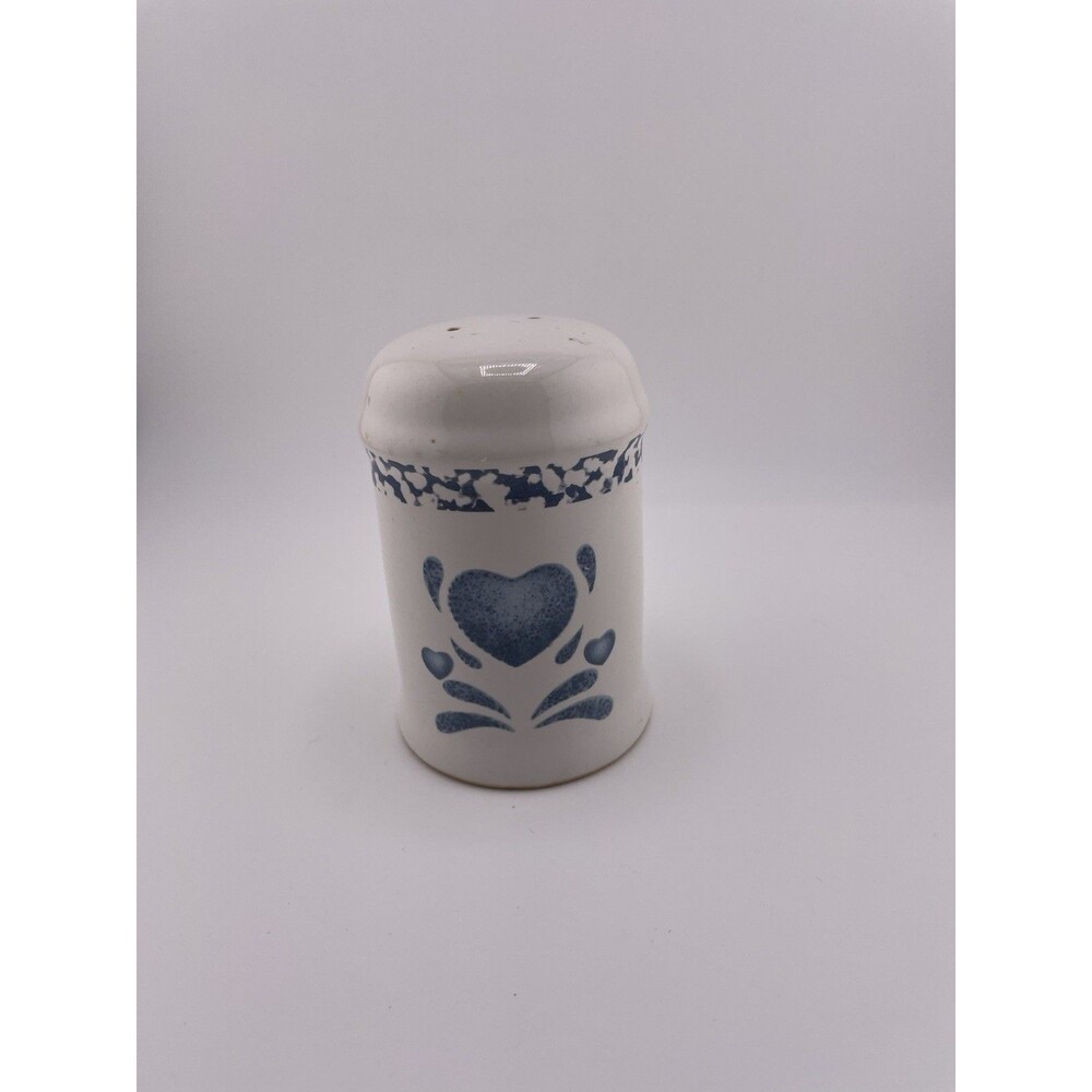 Corelle Jay Imports Blue Sponge Hearts Salt Shaker 4” Tall Vintage EUC